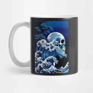 Great Wave with Goth Skull Mug